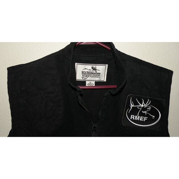 Rocky Mountain Elk Foundation RMEF Men’s XL Zipper Vest Embroidered Patch Black - Picture 2 of 3